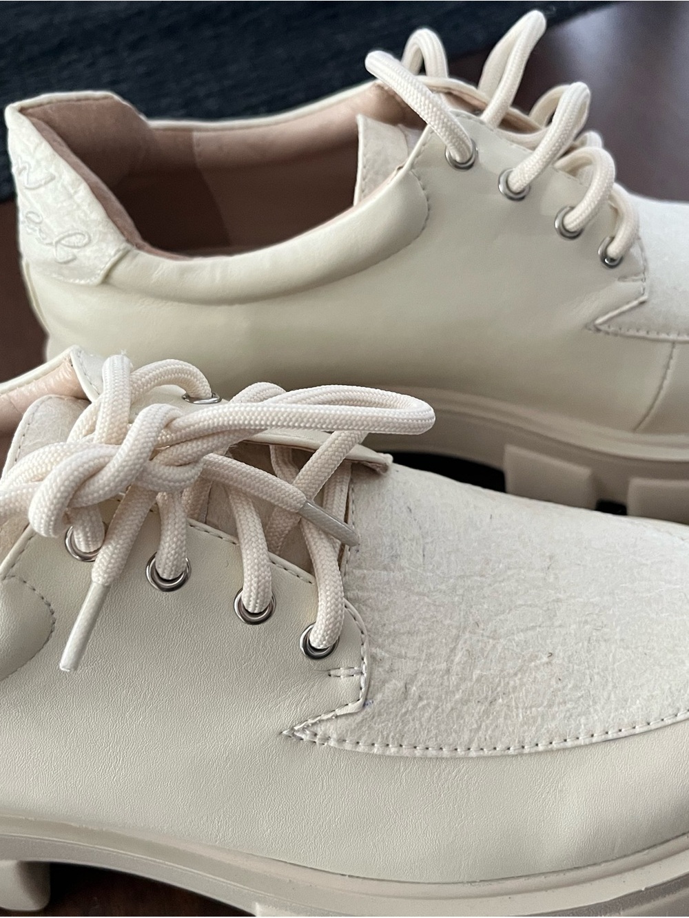 Cream Lace-Up Chunky Sole Women’s Boots